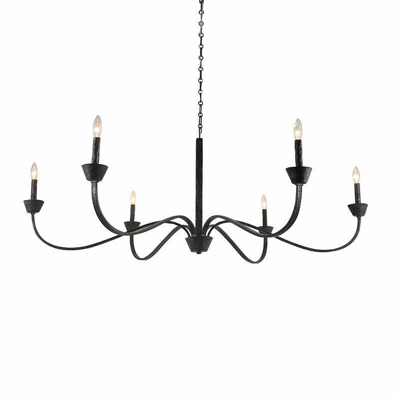 Terracotta Designs H20105-6BK Six Light Chandelier, Hammer Black Iron