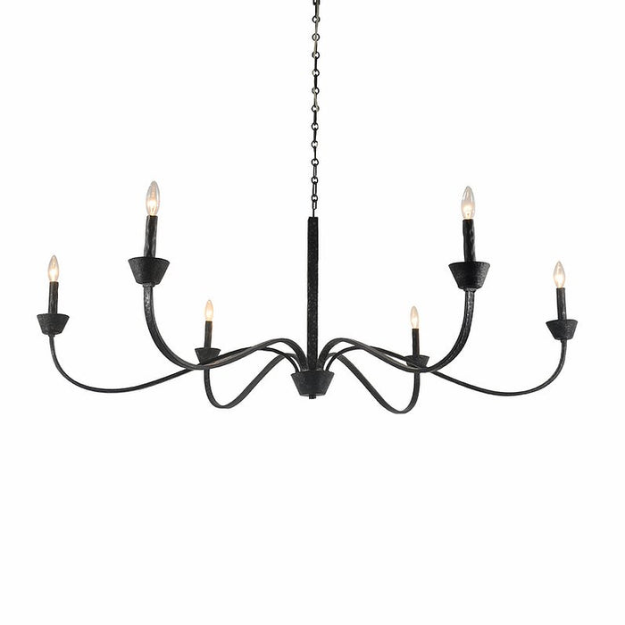 Terracotta Designs H20105-6BK Six Light Chandelier, Hammer Black Iron