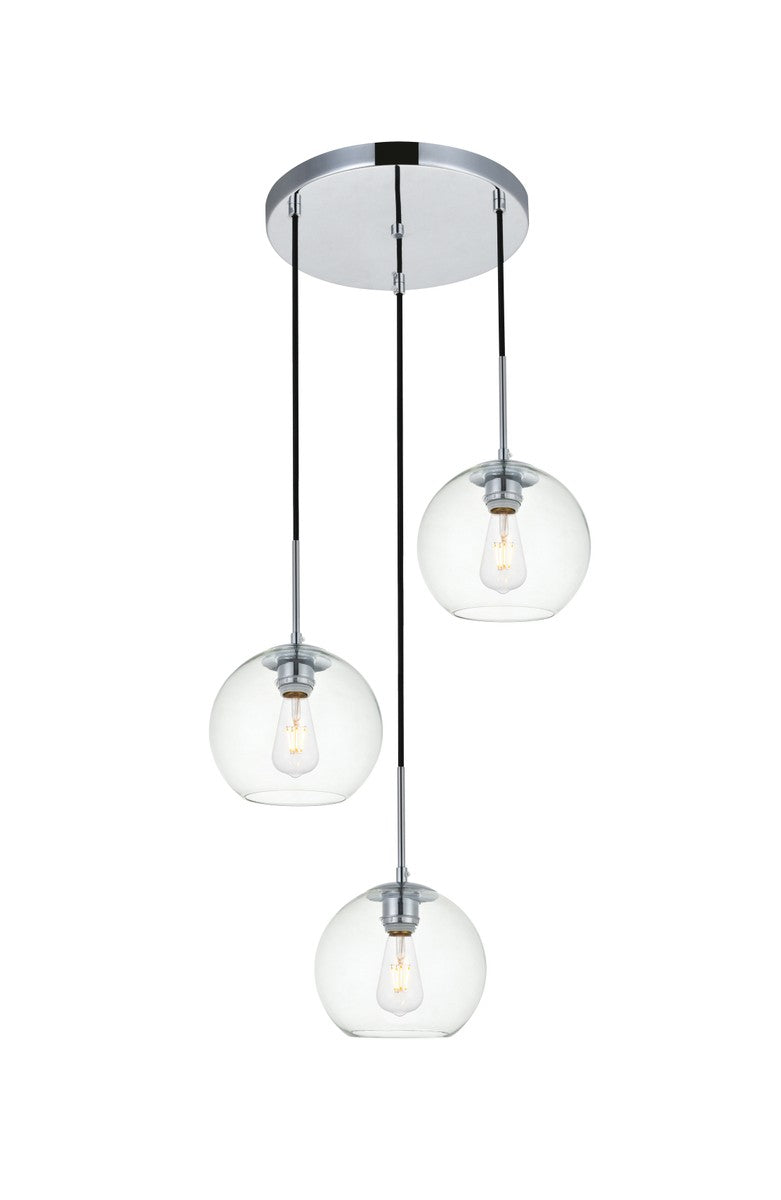 Elegant Lighting LD2208C Three Light Pendant, Chrome