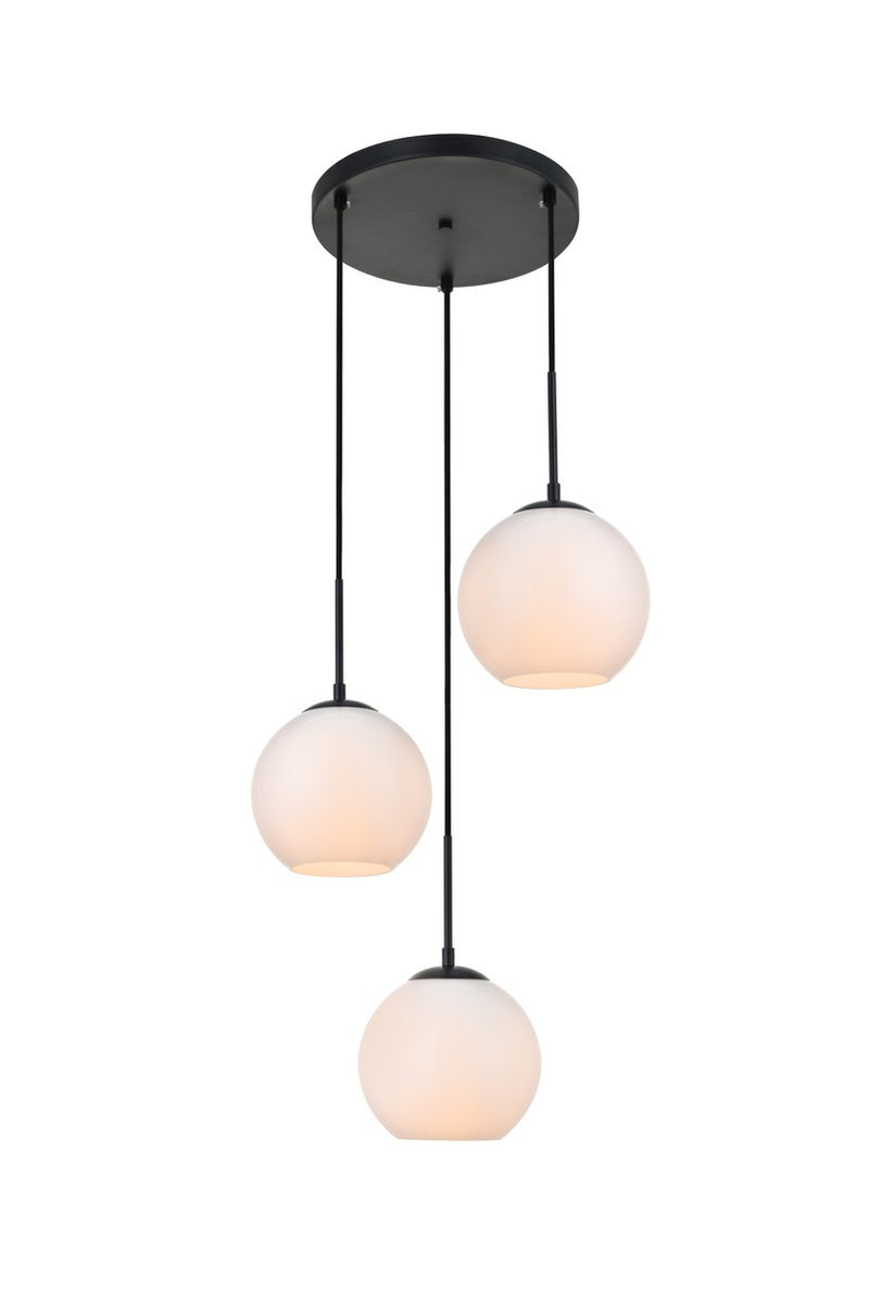 Elegant Lighting LD2209BK Three Light Pendant, Black