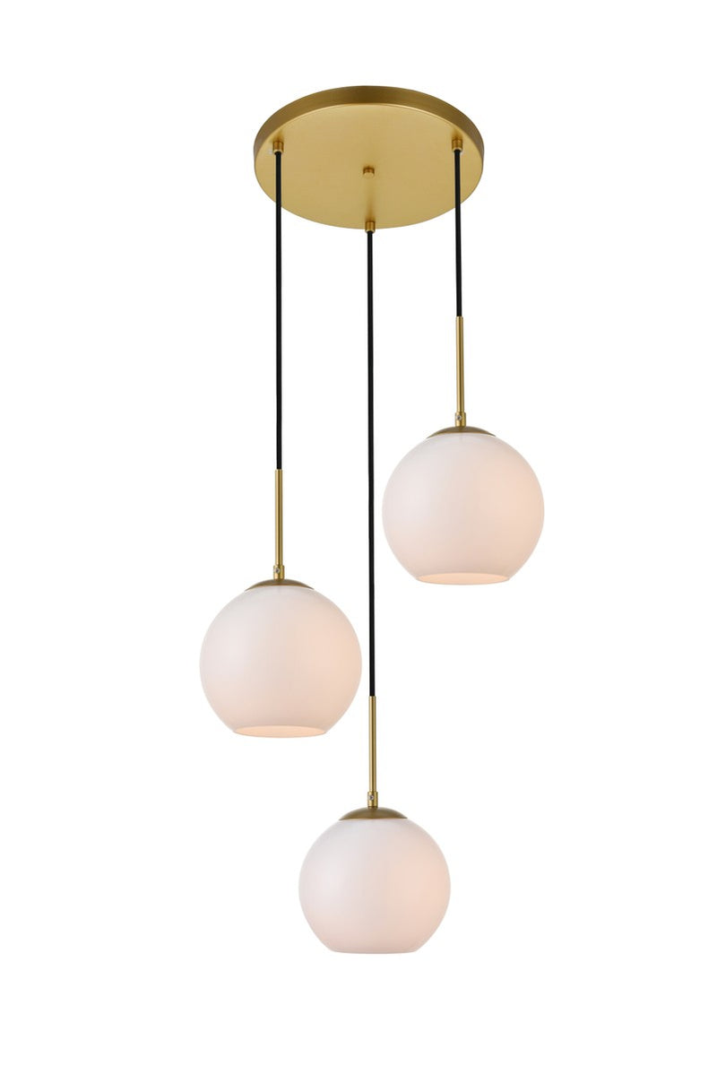 Elegant Lighting LD2209BR Three Light Pendant, Brass