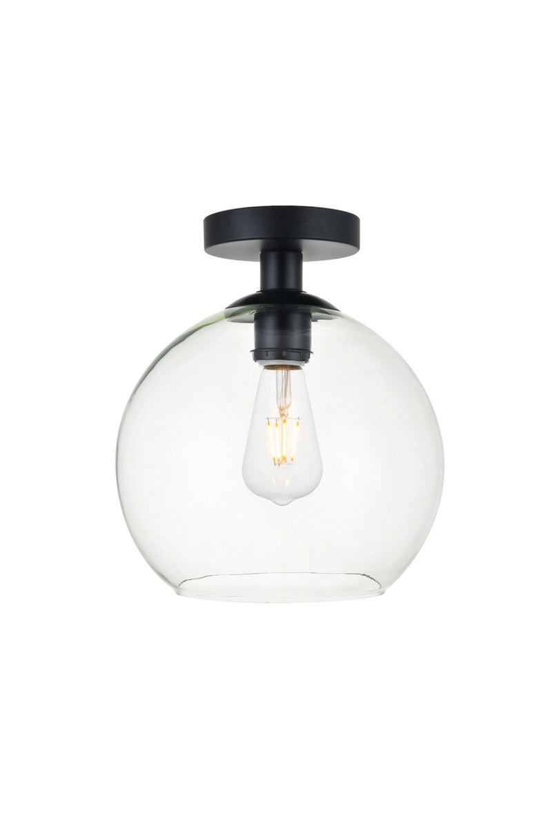 Elegant Lighting LD2210BK One Light Flush Mount, Black