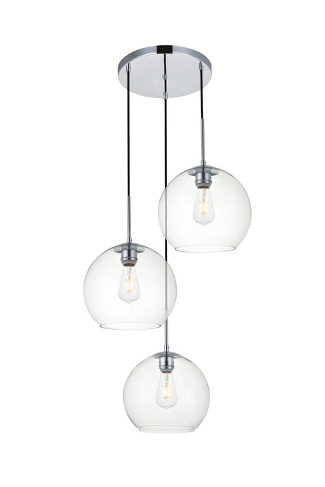 Elegant Lighting LD2214C Three Light Pendant, Chrome