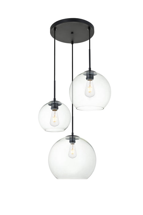 Elegant Lighting LD2218BK Three Light Pendant, Black