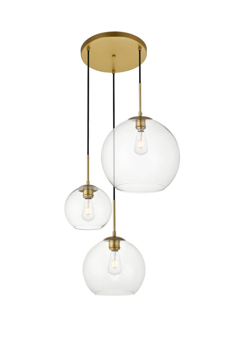 Elegant Lighting LD2218BR Three Light Pendant, Brass