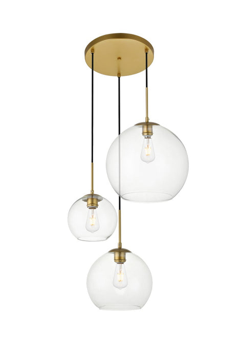 Elegant Lighting LD2218BR Three Light Pendant, Brass