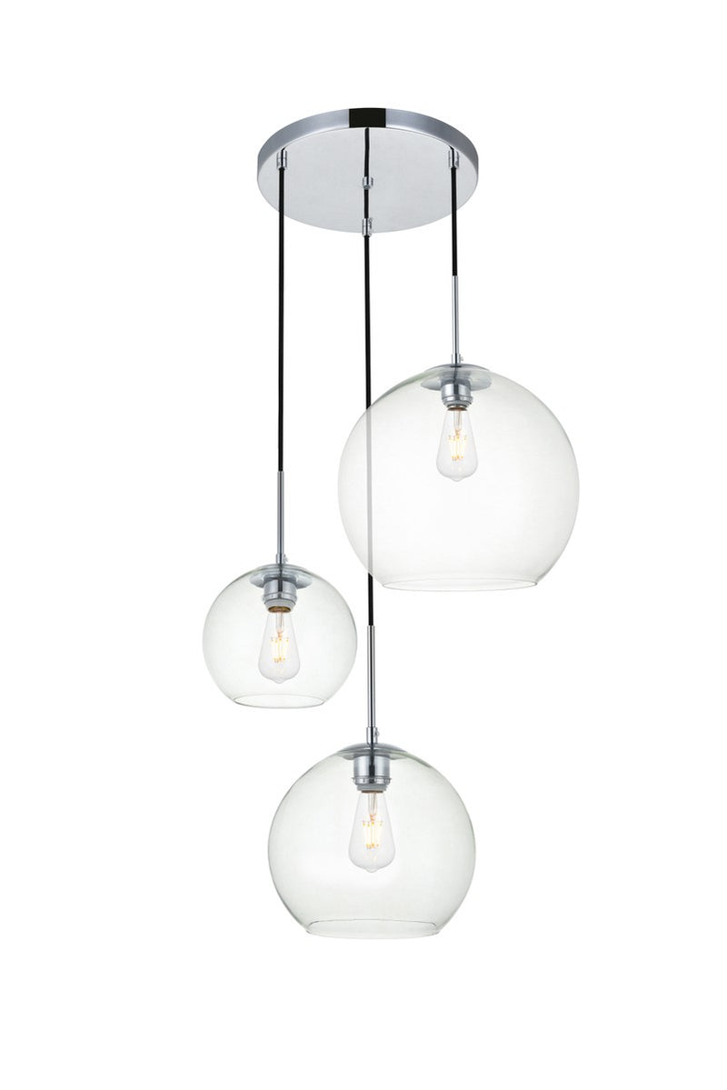 Elegant Lighting LD2218C Three Light Pendant, Chrome