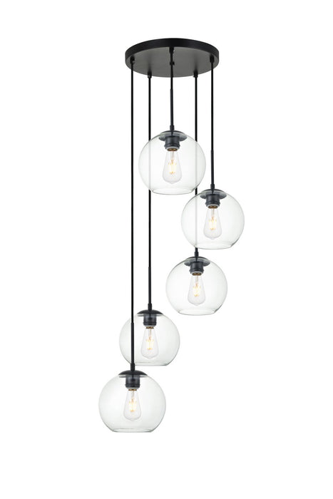 Elegant Lighting LD2226BK Five Light Pendant, Black