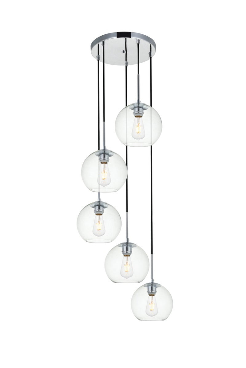 Elegant Lighting LD2226C Five Light Pendant, Chrome