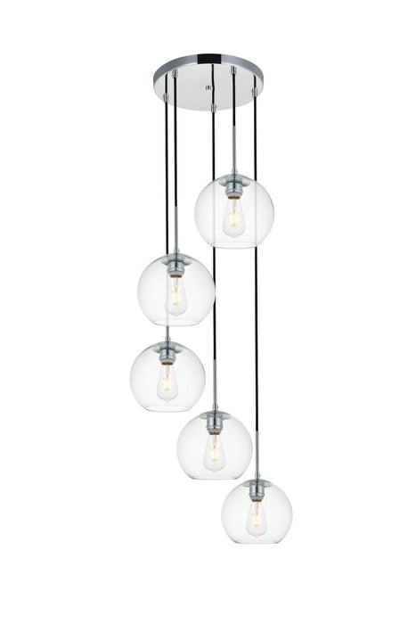Elegant Lighting LD2226C Five Light Pendant, Chrome
