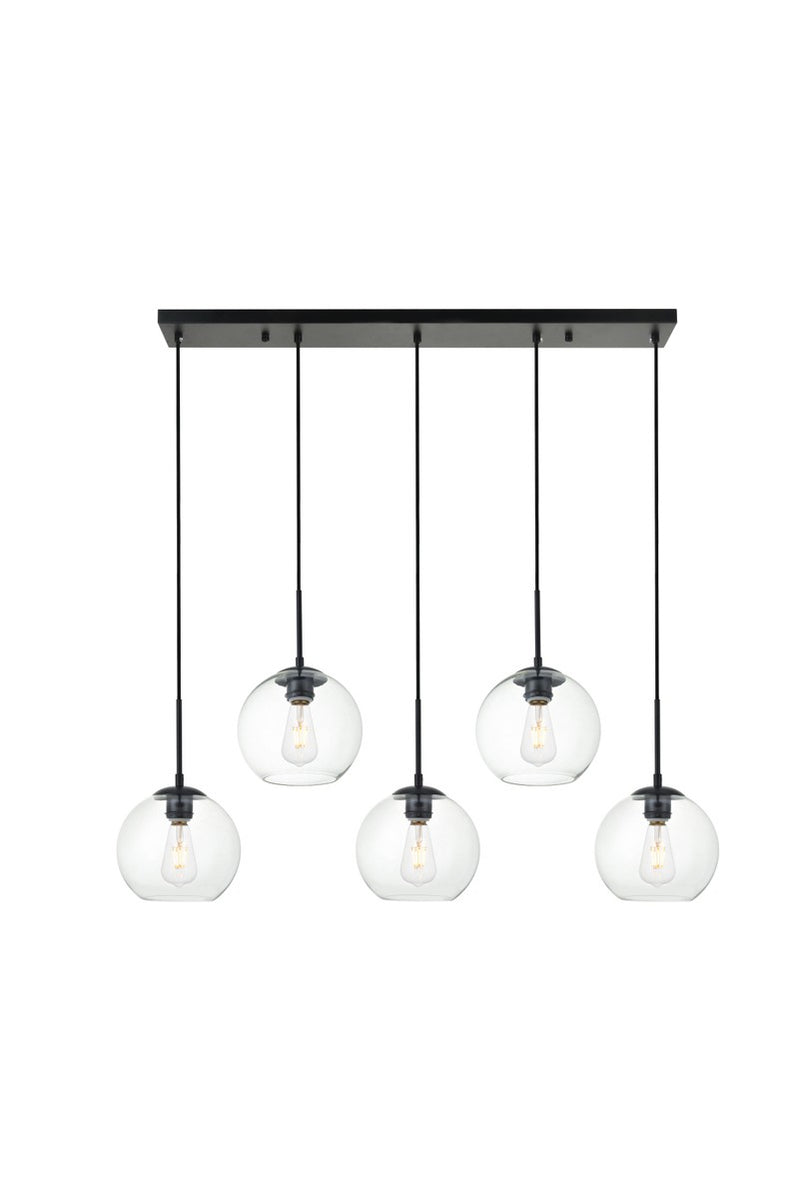 Elegant Lighting LD2228BK Five Light Pendant, Black