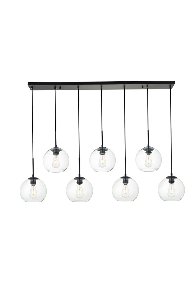 Elegant Lighting LD2230BK Seven Light Pendant, Black