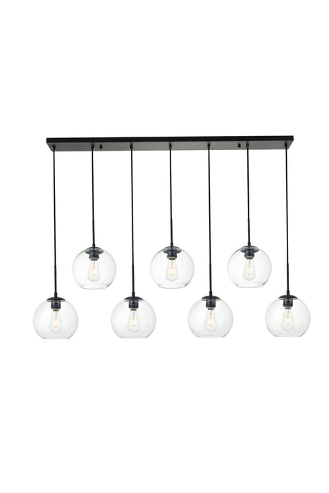 Elegant Lighting LD2230BK Seven Light Pendant, Black