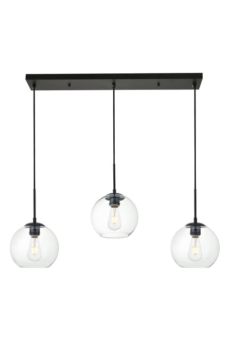 Elegant Lighting LD2236BK Three Light Pendant, Black