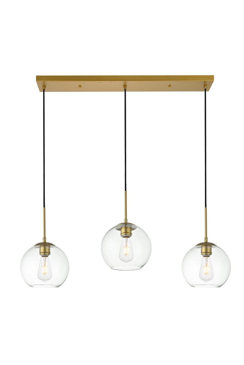 Elegant Lighting LD2236BR Three Light Pendant, Brass