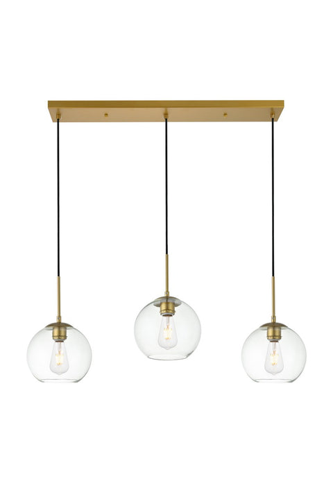 Elegant Lighting LD2236BR Three Light Pendant, Brass
