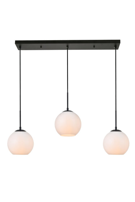 Elegant Lighting LD2237BK Three Light Pendant, Black