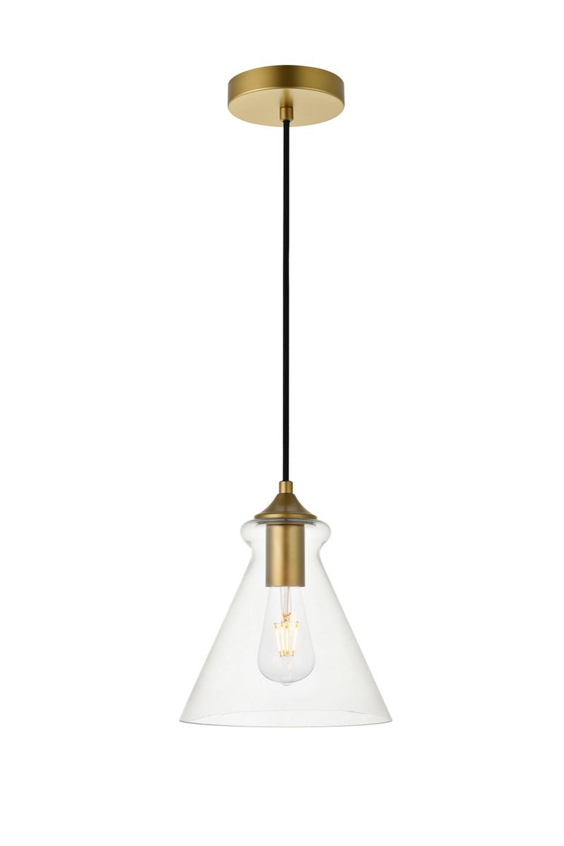 Elegant Lighting LD2244BR One Light Pendant, Brass