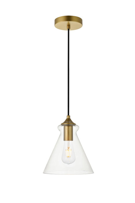 Elegant Lighting LD2244BR One Light Pendant, Brass
