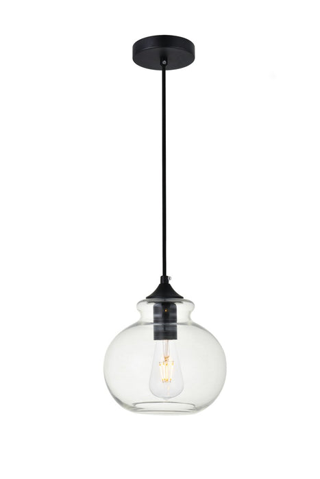 Elegant Lighting LD2245BK One Light Pendant, Black