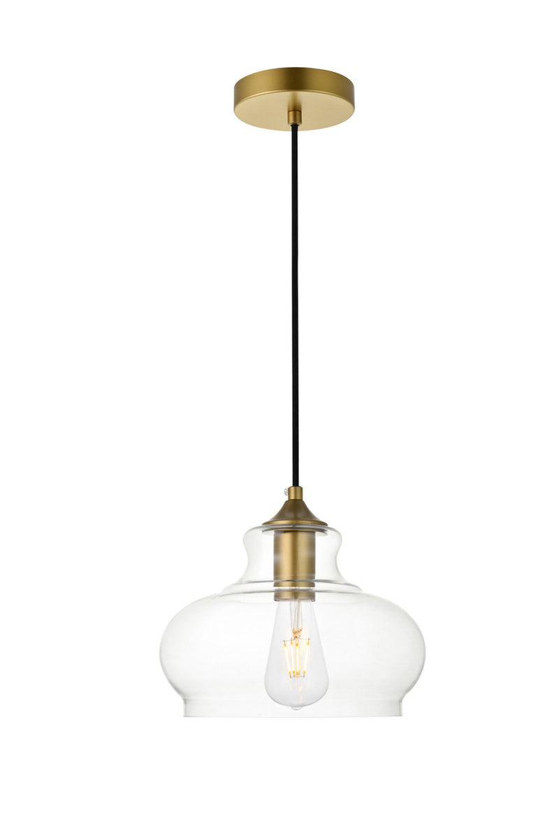 Elegant Lighting LD2246BR One Light Pendant, Brass