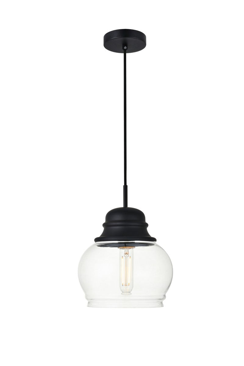 Elegant Lighting LD2252BK One Light Pendant, Black