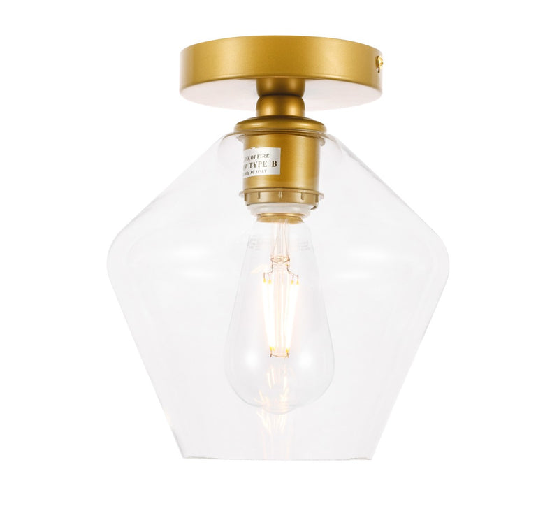 Elegant Lighting LD2254BR One Light Flush Mount, Brass