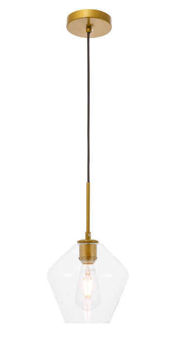Elegant Lighting LD2256BR One Light Pendant, Brass
