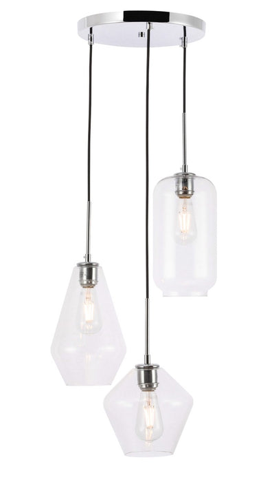 Elegant Lighting LD2268C Three Light Pendant, Chrome
