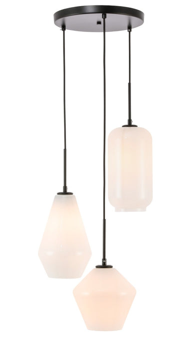 Elegant Lighting LD2269BK Three Light Pendant, Black