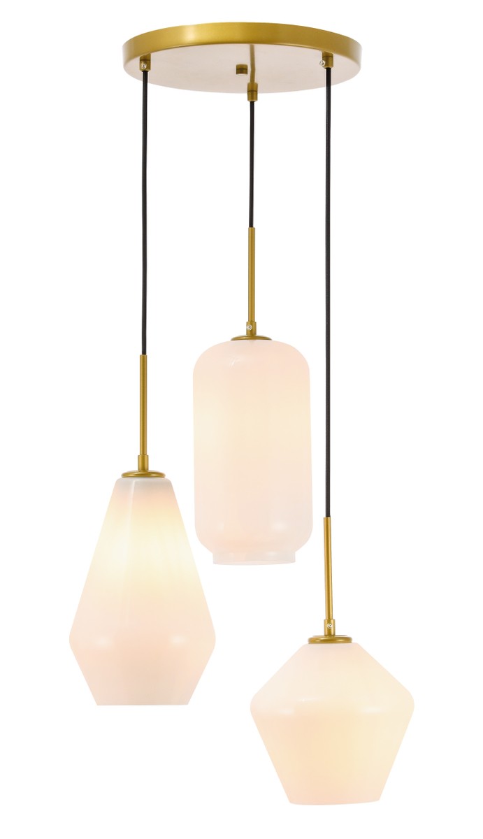 Elegant Lighting LD2269BR Three Light Pendant, Brass