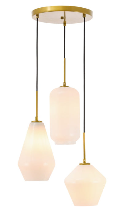 Elegant Lighting LD2269BR Three Light Pendant, Brass