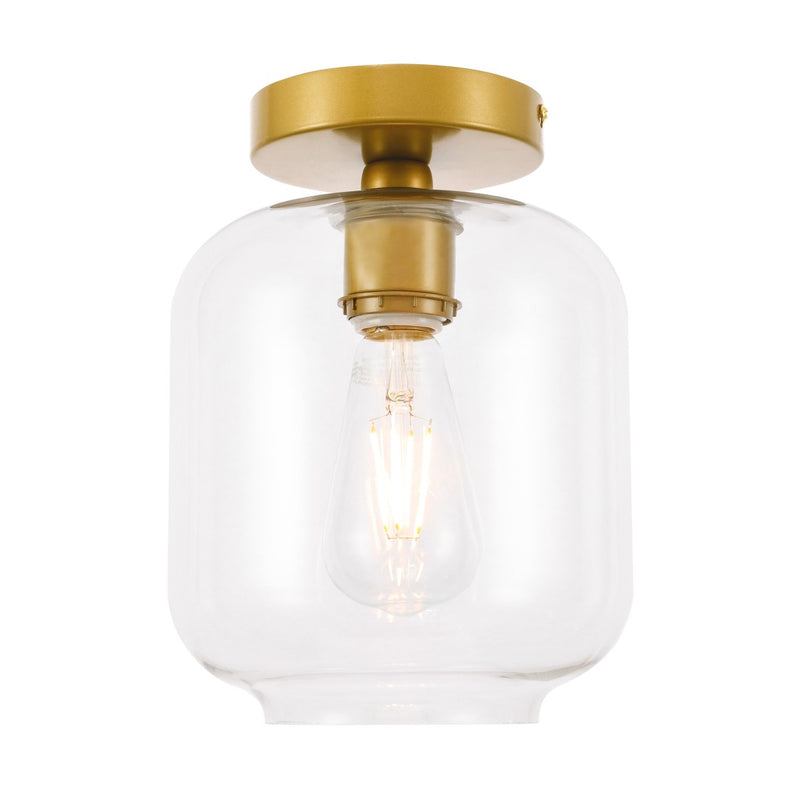 Elegant Lighting LD2270BR One Light Flush Mount, Brass