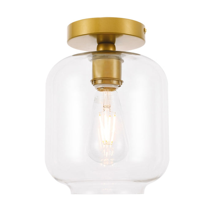 Elegant Lighting LD2270BR One Light Flush Mount, Brass
