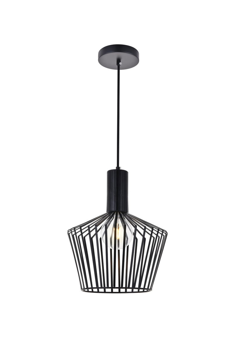 Elegant Lighting LD2414BK One Light Pendant, Black