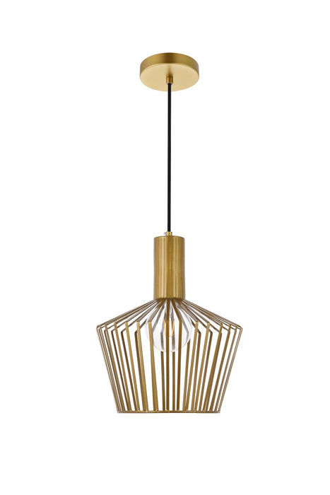 Elegant Lighting LD2414BR One Light Pendant, Brass