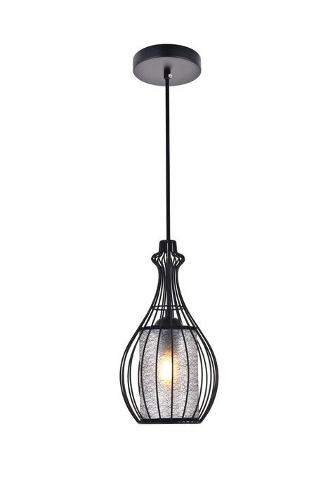 Elegant Lighting LD2419BK One Light Pendant, Black