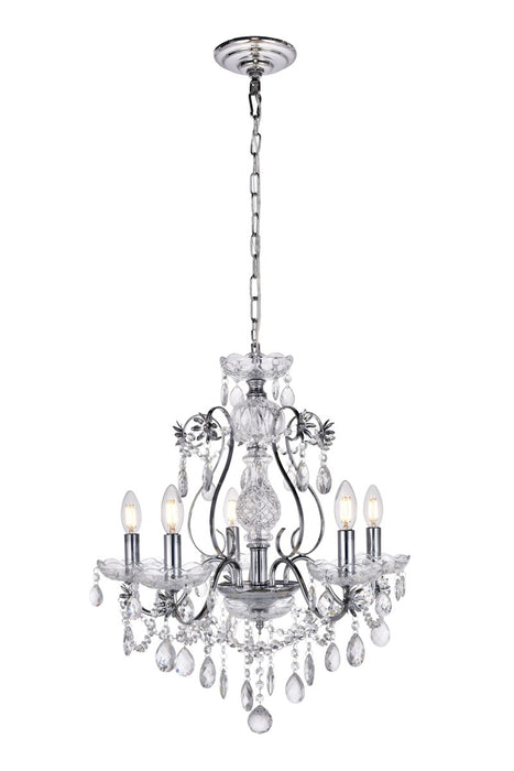 Elegant Lighting LD4005D22C Five Light Chandelier, Chrome