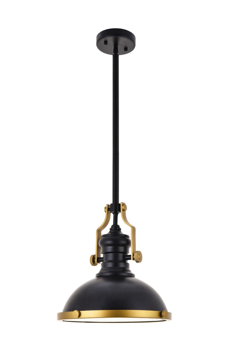 Elegant Lighting LD5001D13BRB One Light Pendant, Matte black