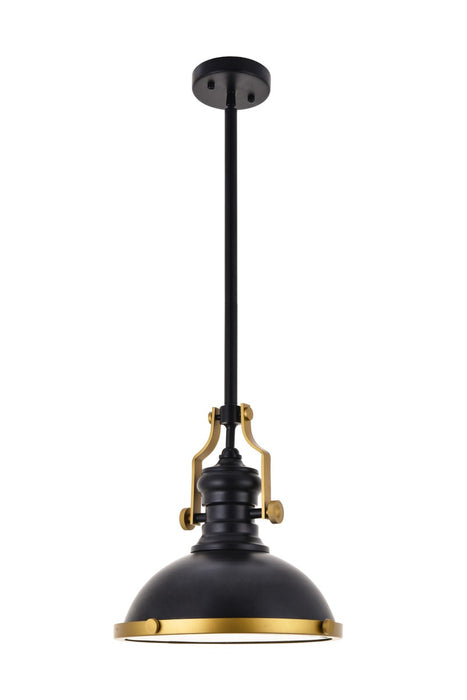 Elegant Lighting LD5001D13BRB One Light Pendant, Matte black