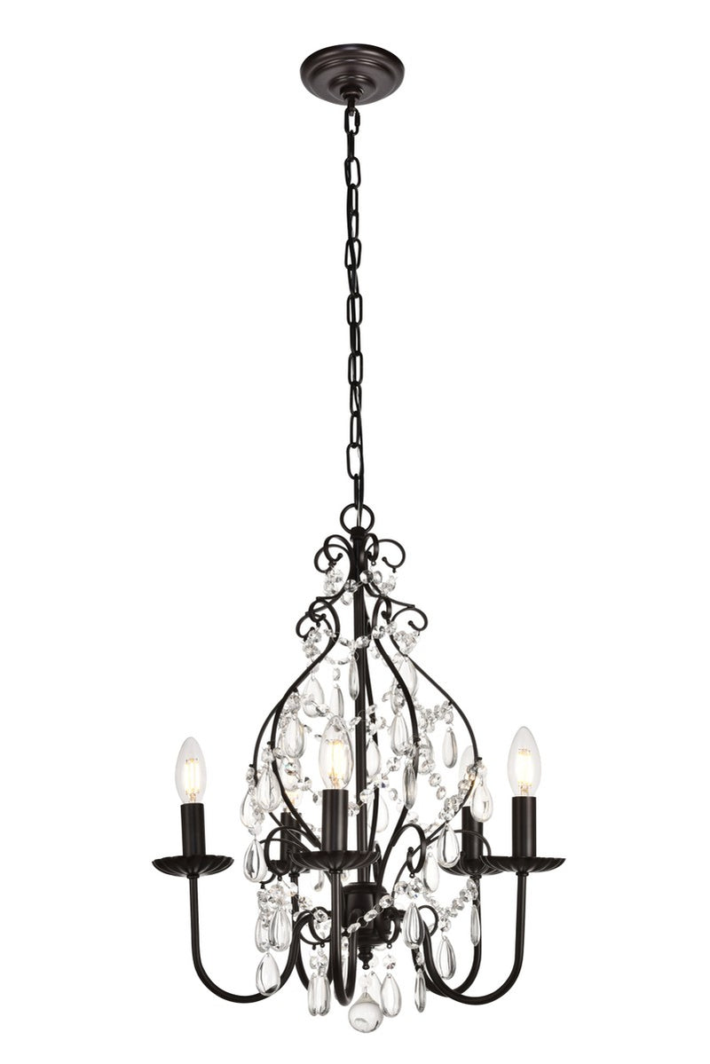 Elegant Lighting LD5003D17ORB Five Light Pendant, Oil Rubbed Bronze