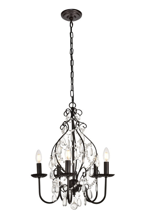 Elegant Lighting LD5003D17ORB Five Light Pendant, Oil Rubbed Bronze