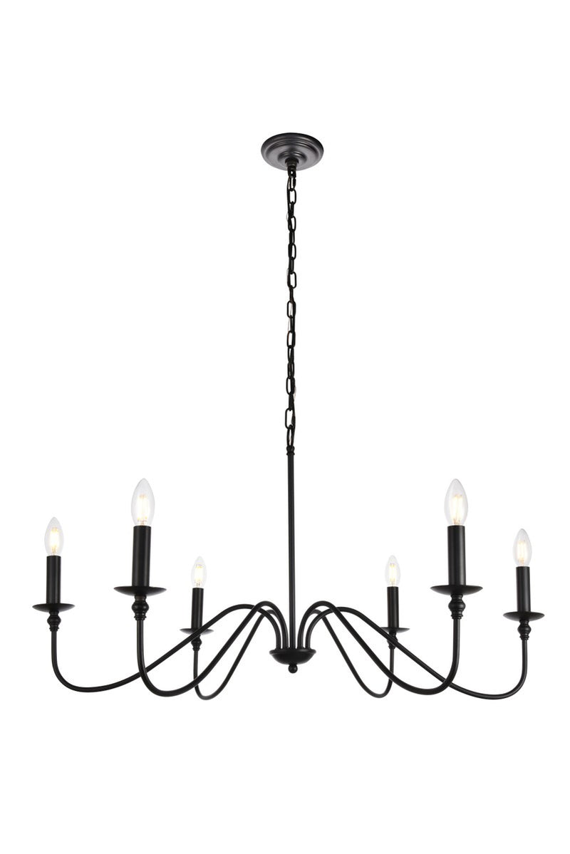 Elegant Lighting LD5006D36MB Six Light Chandelier, Matte Black