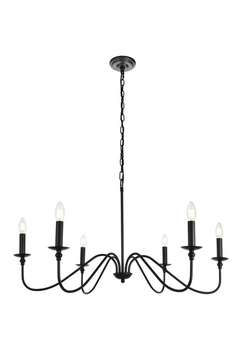 Elegant Lighting LD5006D36MB Six Light Chandelier, Matte Black