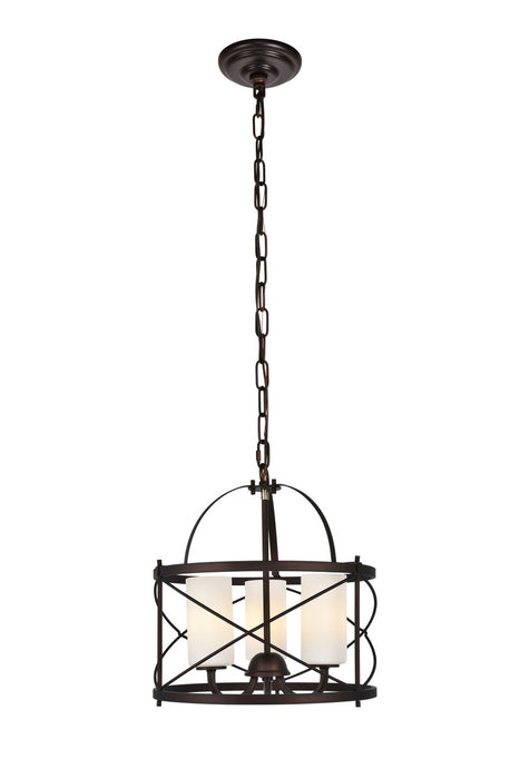 Elegant Lighting LD5013D16DCB Three Light Pendant, Dark Copper Brown