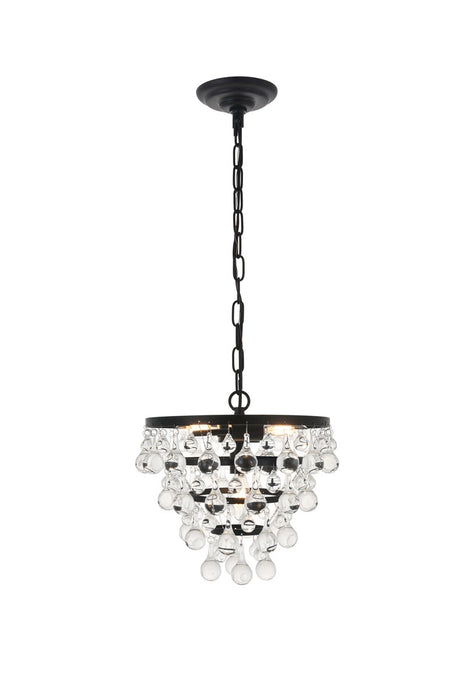 Elegant Lighting LD5016D13BK Three Light Pendant, Black