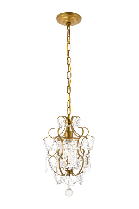 Elegant Lighting LD5017D11BR One Light Pendant, Brass