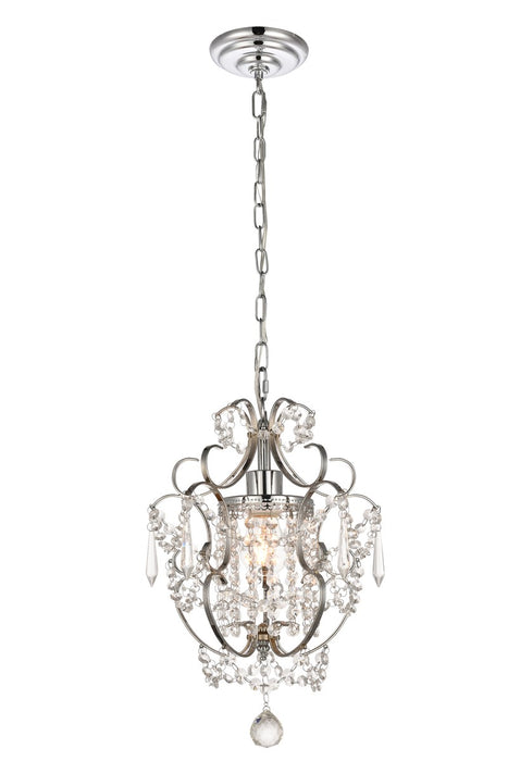 Elegant Lighting LD5017D11C One Light Pendant, Chrome