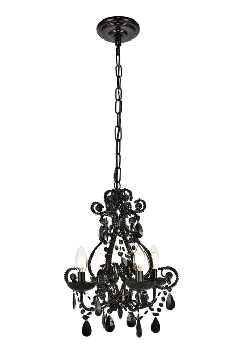 Elegant Lighting LD5018D12BK Four Light Pendant, Black