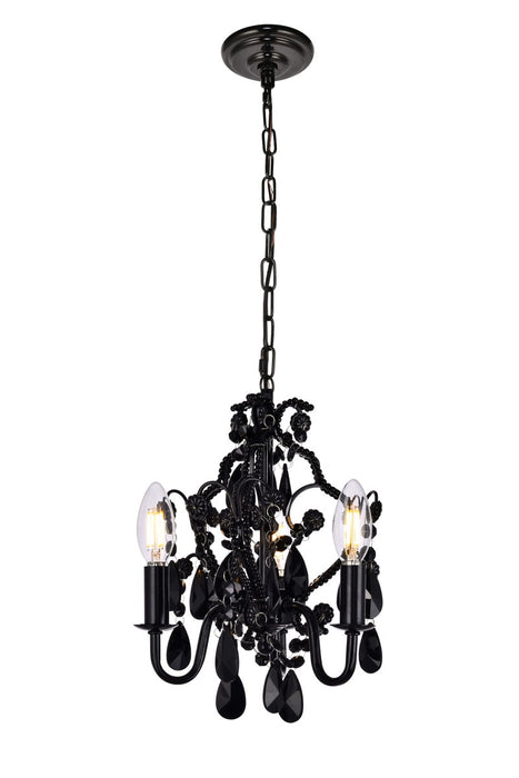 Elegant Lighting LD5019D9BK Three Light Pendant, Black